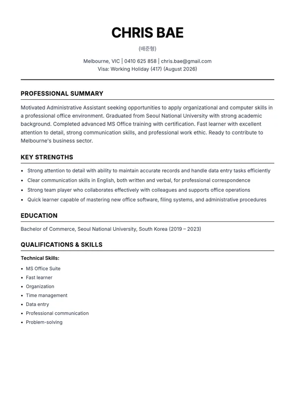 Administrative standard template