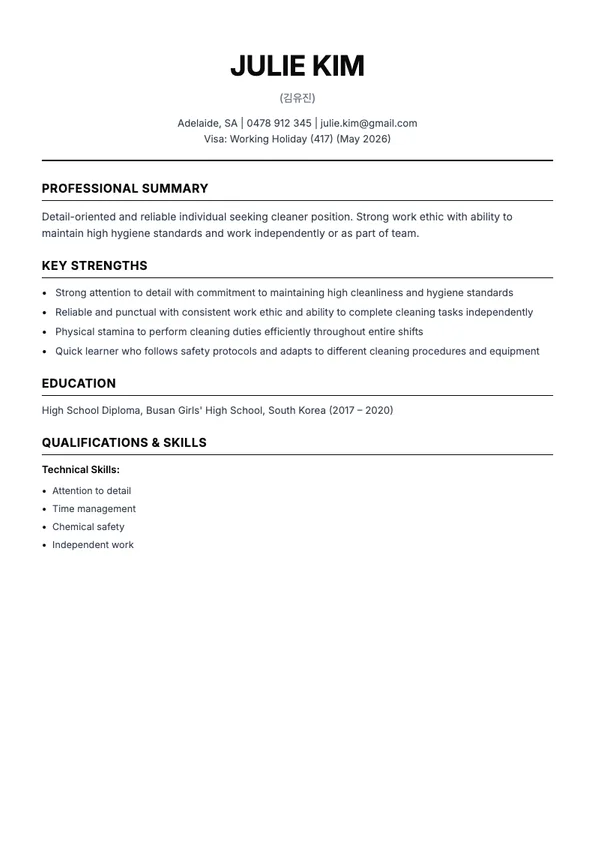 Cleaning & Maintenance standard template