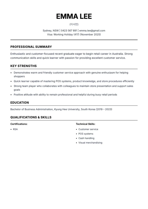 Retail & Sales standard template